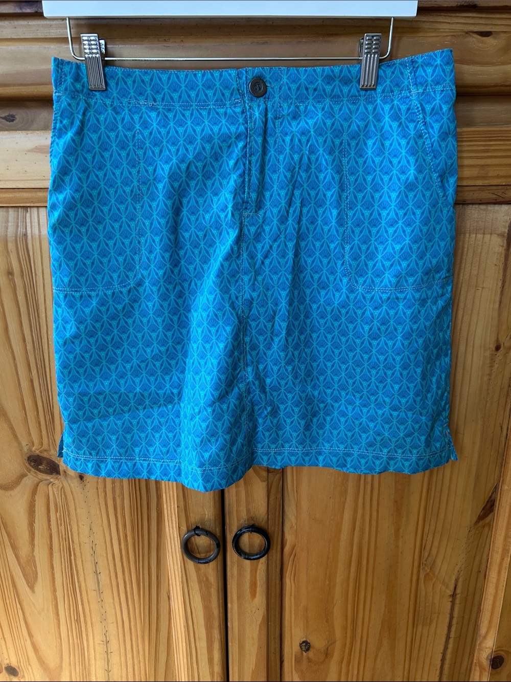 North River Skort Blue Geometric Print Skirt with Shorts SPF Pockets NWT